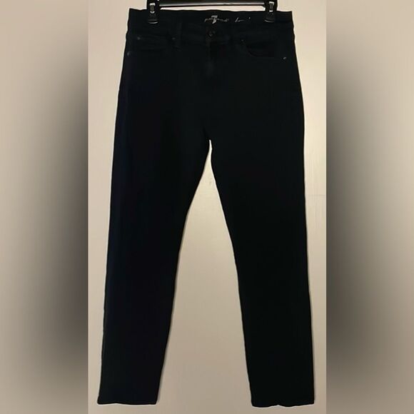 7 For All Mankind- “Karah Crop” High Rise Skinny Ankle Jeans in Black- Size 30 - Picture 2 of 9